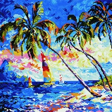 Алмазная мозаика GF 584 Парусник у пляжа 40*50