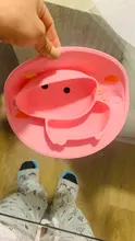 Suction-Plate Feeding-Bowl Baby Dishes Silicone Qshare Children Cute Pig