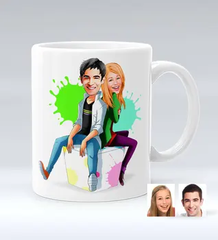 

Personalized Valentine Caricature Of White Mug Bardak-35