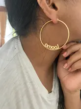 Cazador-pendientes con nombre personalizado para mujer, aretes grandes de acero inoxidable, Color dorado, con nombre, regalo personalizado, joyería