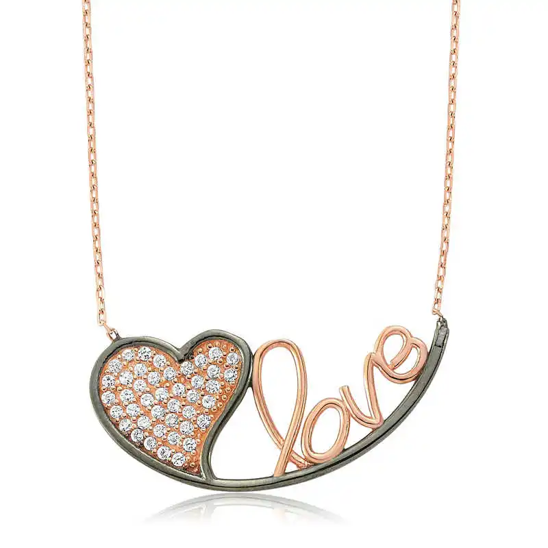 KUTAYDAN 925 Sterling Silver Heart Love Lady 'S Necklace