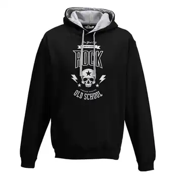 

Hood Sweatshirt Bico Music Hard Metal Rock Skull Old School Star New York S black