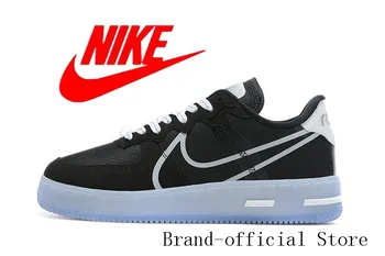 

Original Nike Air Force 1 React QS side Swoosh logo men's and women's casual sneakers black white Size 36-46