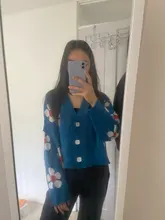 Neploe-Suéter de cuello de pico suelto para mujeres, jersey estilo Preppy de punto con flores, cárdigans, elegante, grueso, con impreso, corto, abrigo informal, 46565