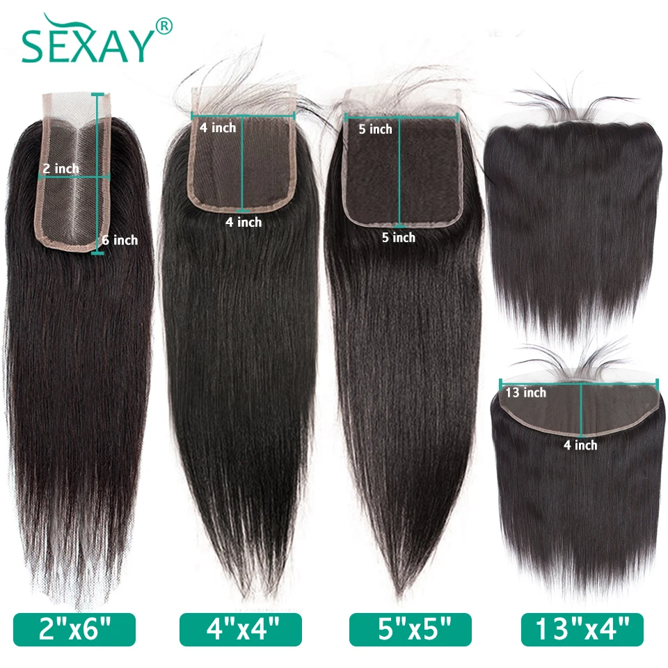 Human Hair Lace Closure Sexay HD Transparent Lace Closure 4x4 5x5 2x6 Middle Part Closure With Baby Hair 100% Raw Indian Human Hair Closures Only Sale