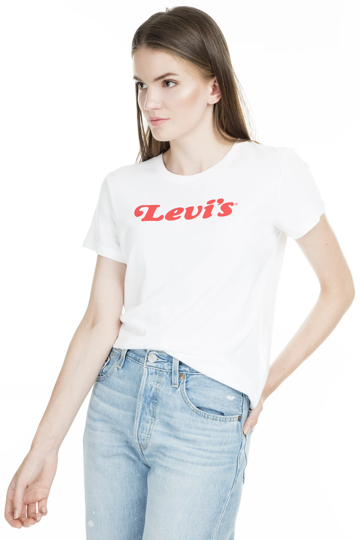 Levi's Печатные Футболки с велосипедным воротником женские футболки shirirt 17369