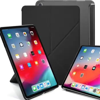 

KHOMO iPad Pro 12.9 (3 rd Gen)2018 Black Origami Semi transparent case with Smart front and back protection (various colors)