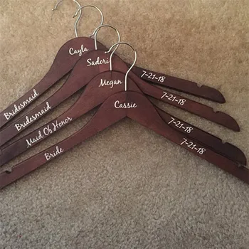 

Laser cut bridesmaid Hangers, custom Decal wood Wedding Dress Hanger, bridal shower hangers with name date, wedding favor gift