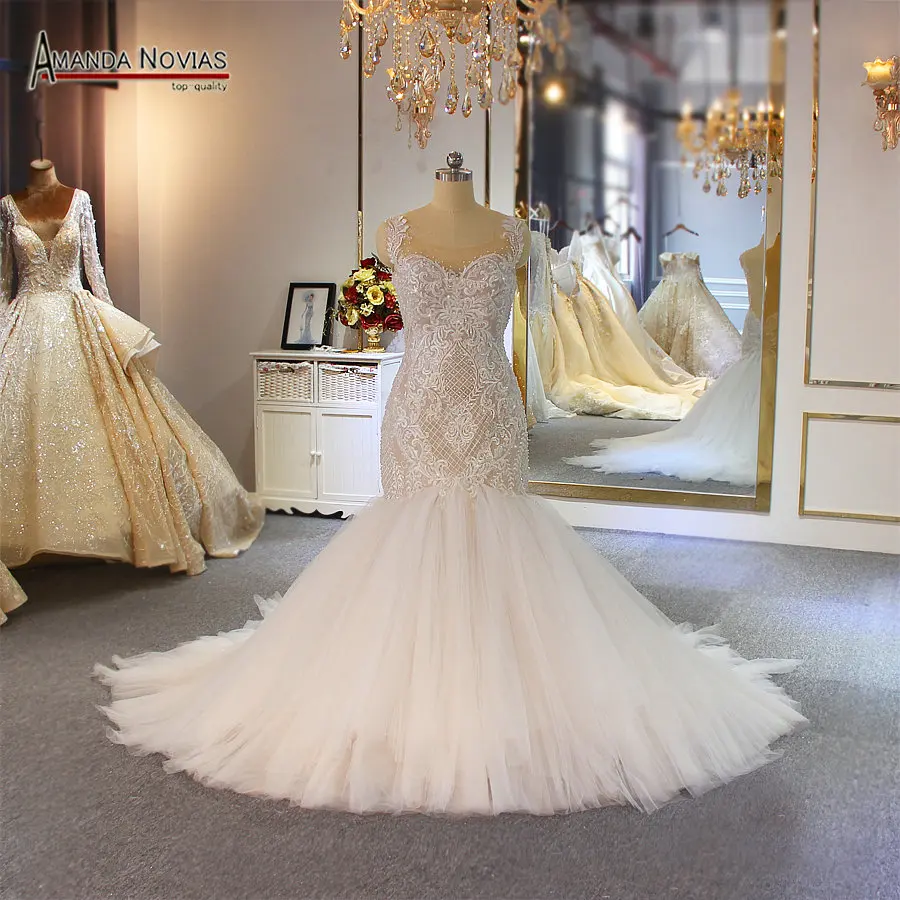 Аманда Novias Свадебное платье "Русалка" Vestido De Noiva новые специальные Кружева платье невесты с отделкой бисером
