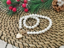 Collar con colgante de concha de amor para mujer, gargantilla de cadena de perlas Simple de 6MM de estilo Vintage, joyería de moda al por mayor