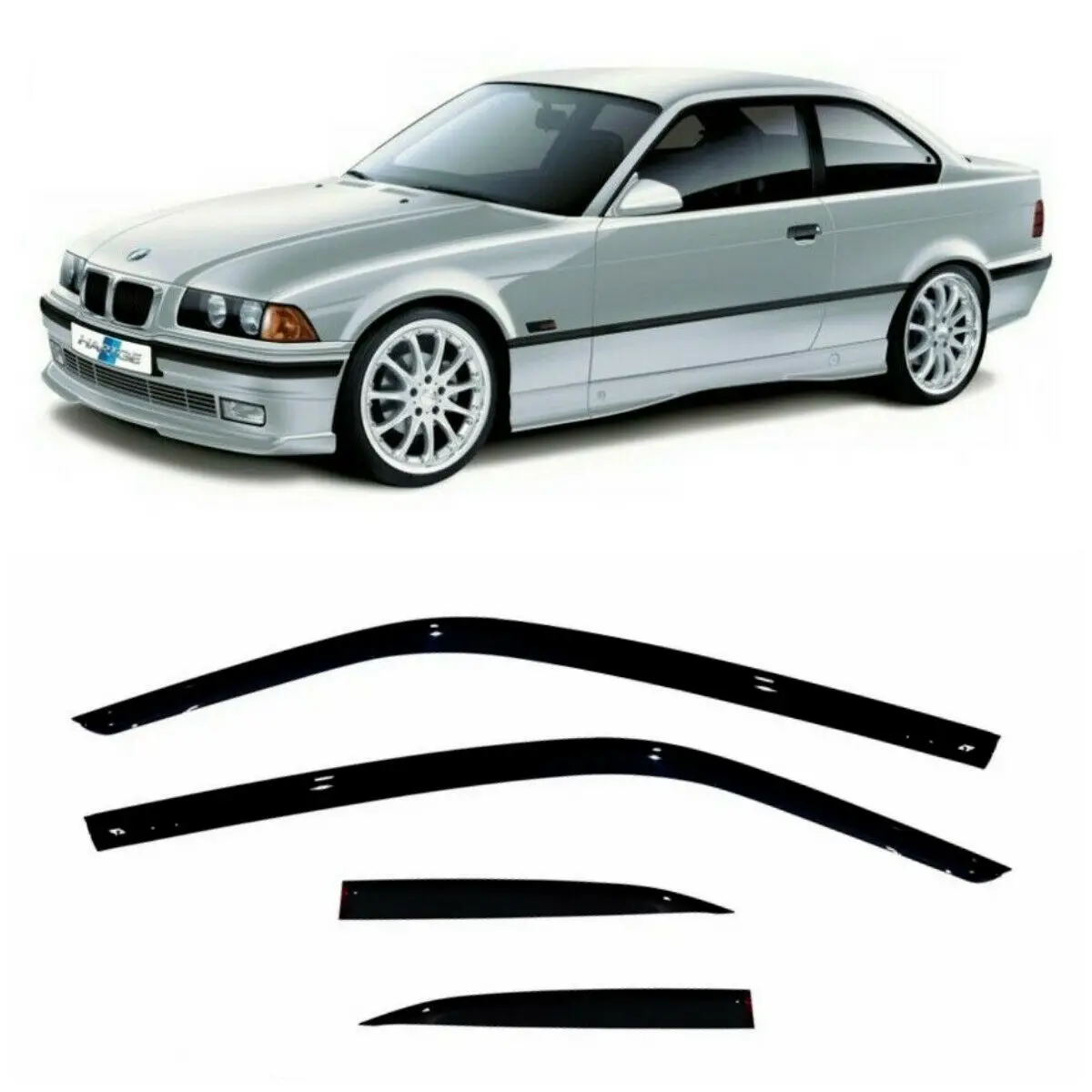 Wind Visor Deflectors Cobra Tuning B21891- Car Ventvisor Door Side - Window Air Guard for Protection Against Snow Sun and Rain Compatible with BMW 3