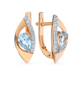 

Gold earrings with Topaz and cubic zirconia sunlight sample 585 test