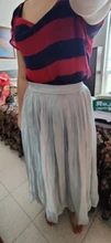 Faldas Largas Pleated-Skirt Pearl Silk Elegantes Korean-Style Slippery Elastic-Waist
