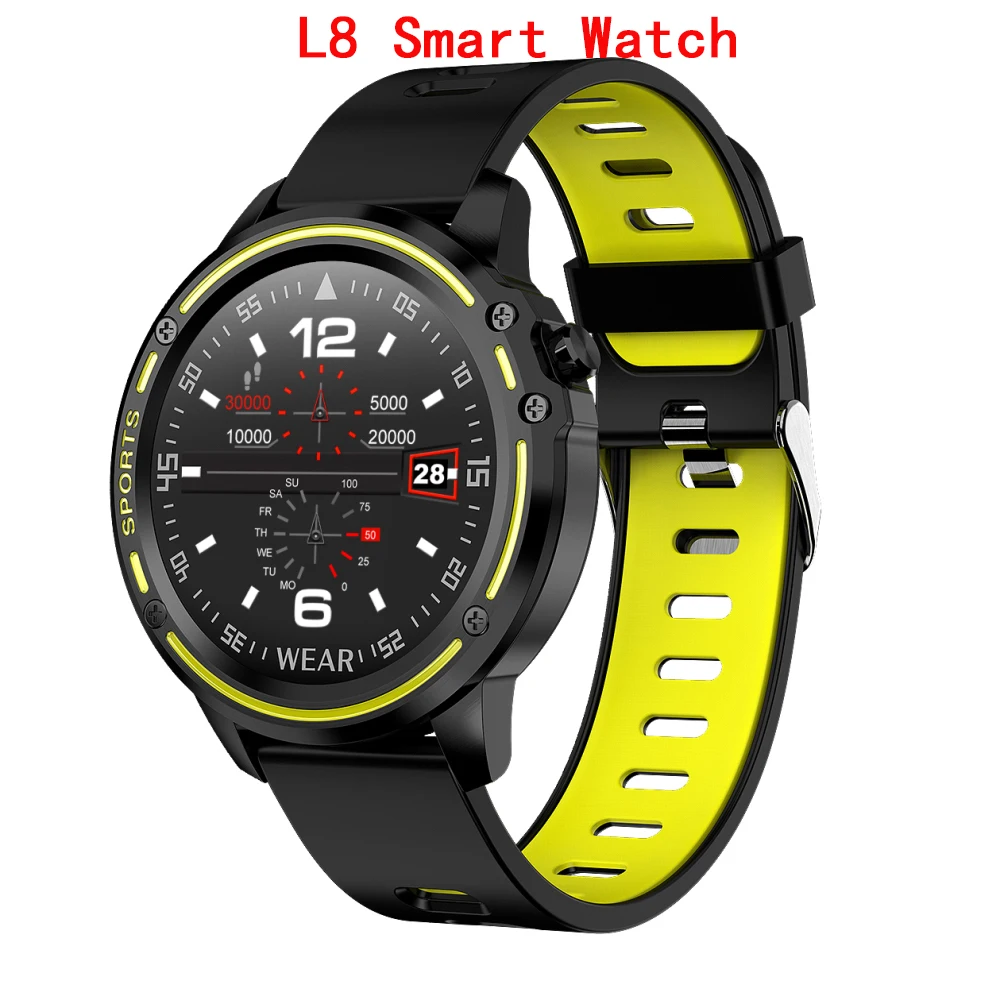 Смарт-часы L8, браслет, спортивный фитнес ЭКГ, кровяное Кислородное давление, пульсометр, напоминание о звонках, шагомер, Смарт-часы L9 - Цвет: Black Yellow