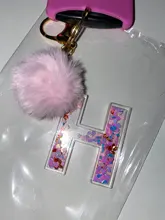 Llavero con letras para mujer, 26 purpurina ahuecada, alfabeto inglés, llavero de bolso, artesanías con bola Globo, 1 ud.