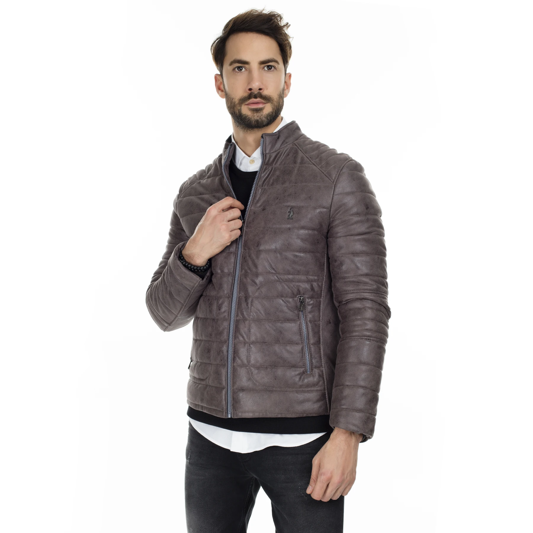 Мужская кожаная куртка U.S. Polo из искусственной кожи G081SZ035P01 P8017|Куртки