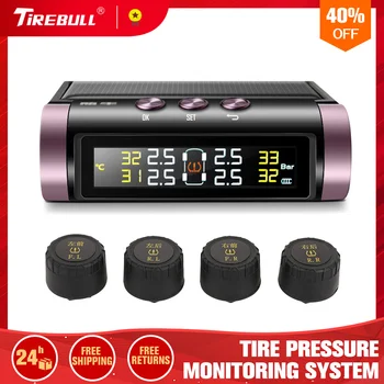 

Tire Pressure Safety Alarm 8Bar Car TPMS Detection System External Sensor USB LCD Display Explosion Proof Solar Power Save Fuel