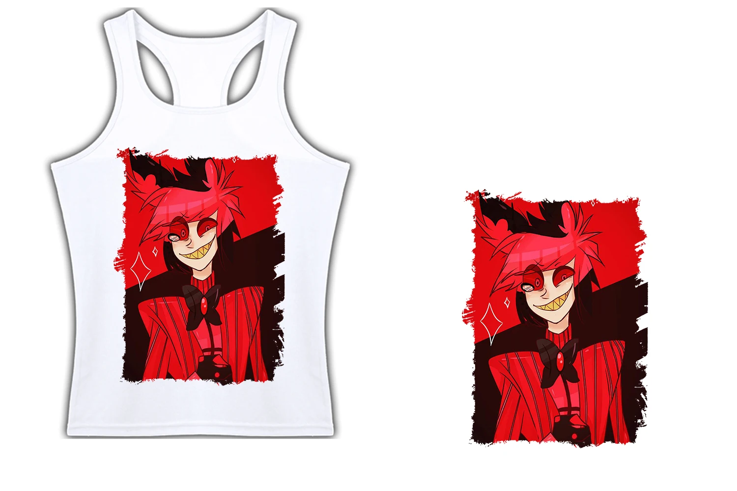 MERCHANDMANIA футболка A3 для женщин подтяжки HAZBIN HOTEL ALASTOR рисунок полиэстер Technic без