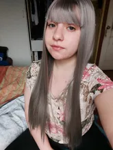 LANLAN-Peluca de cabello sintético para mujer, cabellera larga y Lisa, con flequillo de aire, natural y esponjoso, con botón interno