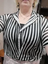 Casual Blouse Tops Chiffon-Shirts Two-Piece-Set V-Neck Half-Sleeve Leopard Sexy Striped