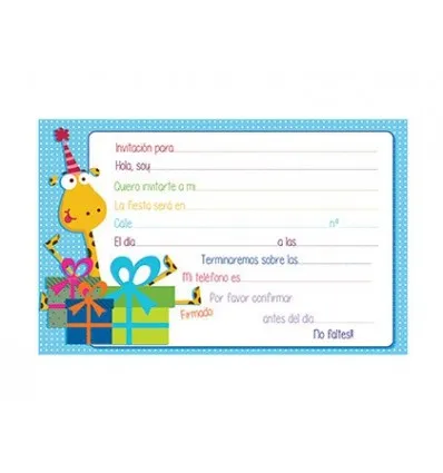  INVITATION TO MY PARTY ARGUVAL GIRAFFE BLISTER 12 PCS - 4000349273677