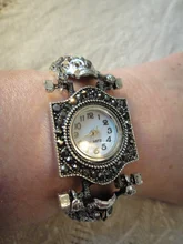 De la mujer pulsera de plata antigua pulsera reloj gris Diamante de imitación acero reloj con correa para mujer esfera redonda mujer reloj de cuarzo mujer reloj regalo