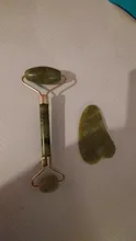 Gua Sha-Rodillo de piedra de jade para masaje facial, rodillo estiramiento piel cuello, doble cabezal, relajación de la piel, piedra de jade natural