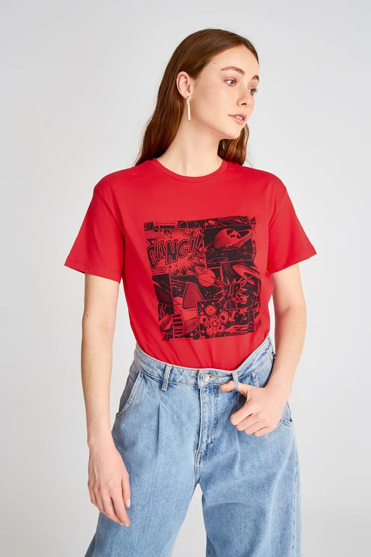 

Trendyol Printed Semi-Fitted Knitted T-Shirt TWOSS20TS1185