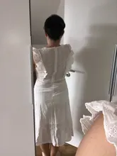 A-Line Dress Lace Casual Maxi Midi Elegant Long Blue Women Office Summer White VITIANA