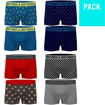 

CRAZY BOXERS Pack 8 or 2 briefs printed fabrics in various models for men in cotton biologico