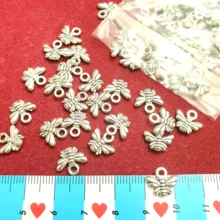 100 Uds. De abalorios de abeja, 10x11mm, Color plateado bronce colgantes plateados, DIY, hecho a mano, bronce tibetano, joyería de Color plateado bronce