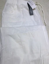 Pantalones de lino y algodón para mujer, pantalón harén de cintura alta, holgado, suave, con cintura elástica, blanco, azul, informal, para verano, 2021