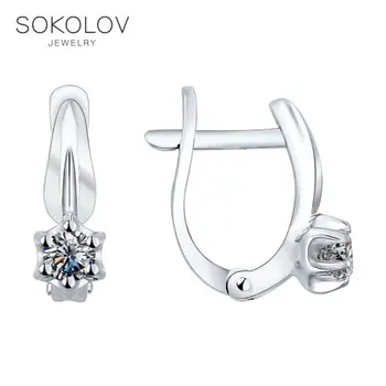 

SOKOLOV Silver drop earrings with stones with cubic zirconia fashion jewelry silver 925 women's male, long earrings