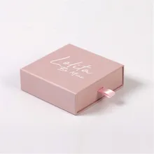 500 шт./лот на заказ розовая бумажная коробка для ювелирных изделий с лентой подарочная упаковочная коробка