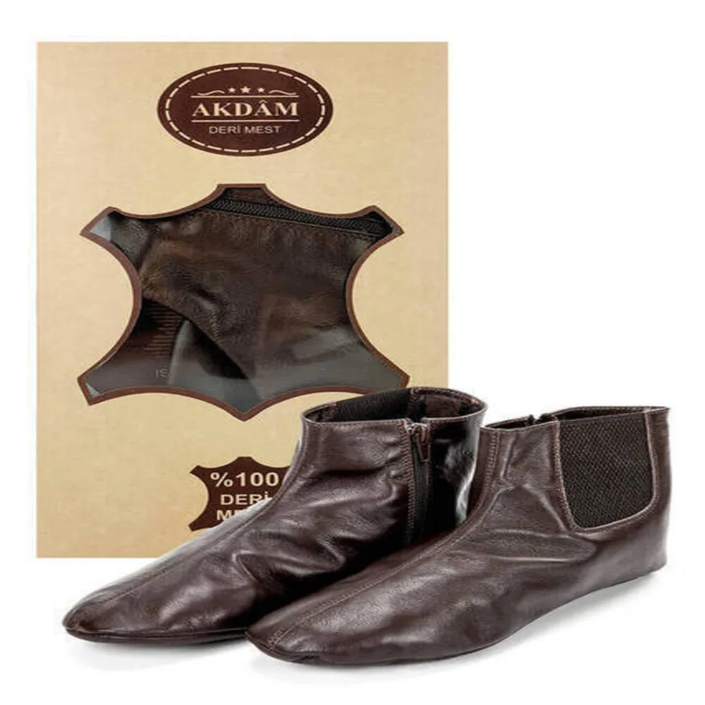 

100% Leather Mest Calfskin Mest Brown Calfskin Zippered Comfy Turtleneck Mest Soft Calfskin Winter Warm Muslim Men Socks Women