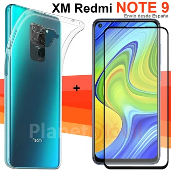 

Compatible with Xiaomi Redmi Note 9 transparent cover + glass screen Protector mirror full 3d full glue