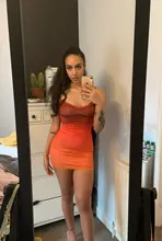 Macheda, naranja Sexy para Bodycon vestido de moda de las mujeres sin mangas de cuello en V de encaje ropa de dama Casual Slim Mini vestidos última novedad