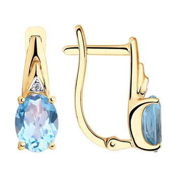 

Sokolov drop earrings with stones in gold with Topaz and cubic zirconia, fashion jewelry, 585, women's male, long earrings