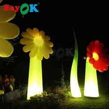 Надувной цветок с светодиодный светильник, надувные с рисунком "Подсолнух" для украшение для сцены на мероприятии