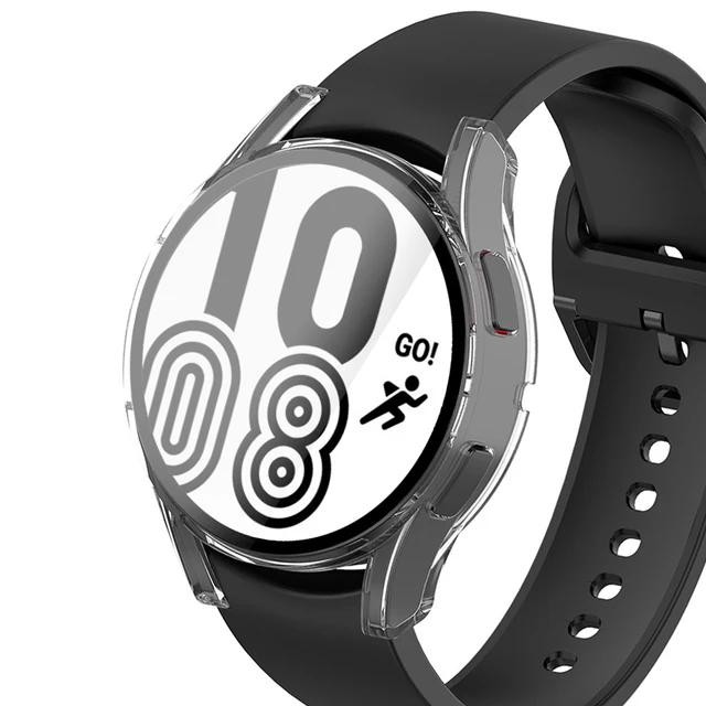 Case for Samsung Galaxy Watch 4 44mm 40mm Full Coverage Bumper Case with Tempered Glass Protective Cover Screen Protector Transparent