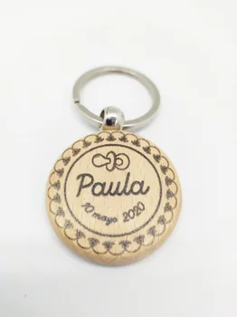 

Lot 100 keyholders wood circle personalized Eco 100%-Details weddings, christenings, Holy Communion, original birthday guest