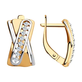 

Sokolov drop earrings with stones in gold with cubic zirconia, fashion jewelry, 585, women's male, long earrings