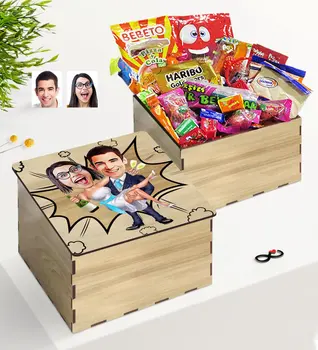 

Tailor-made In Wooden Box Marriage Caricature Of Nostalgic Lezzetler Gift set-4
