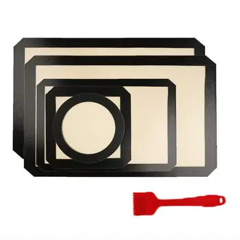 

Silicone Baking Mats Set with silicone brush Reusable Food Safe Liners Heat-Resistant Cooking Bakeware Mat For Pastry Cookie