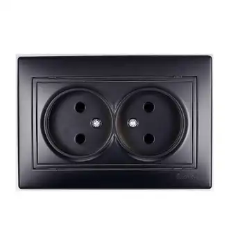 

Socket 2-sp world 16A IP20 without ground. Keram. Black. Velvet Lezard 701-4242-128