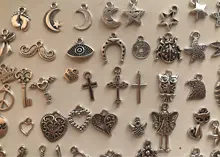 YuenZ 100 Uds Estilos mixtos animal de corazón clave corona encantos colgantes de la joyería de DIY para fabricación de collares y pulseras accesorios U050