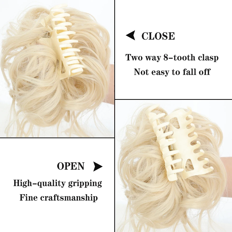 LUPU Synthetic Chignon Messy Curly Claw Hair Bun Scrunchy Fake False Hair Band Tail for Women Hairpieces Blonde Black Brown
