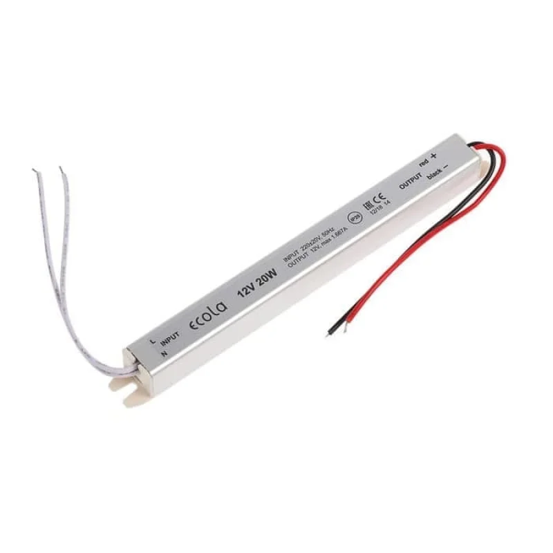 Блок питания Ecola LED strip Power Supply 20W 220V-12V IP20 длинный тонкий | Обустройство дома