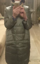 Luzuzi-Chaqueta de plumón de doble cara con cuello alto para mujer, Parkas largas acolchadas cálidas con doble botonadura de plumón de pato blanco para invierno