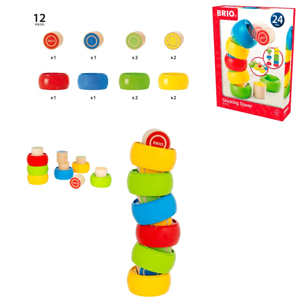 Игрушка деревянная развивающая BRIO сборная башенка -12 деталей 20х28х6см. для | Игрушки развивающие -1005001315299977